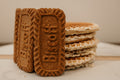 Biscuits with Biscoff cookies on a marble surface