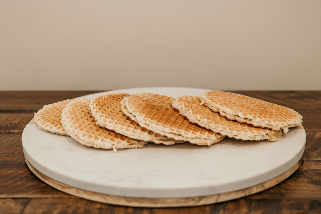 Waffle pile on marble board